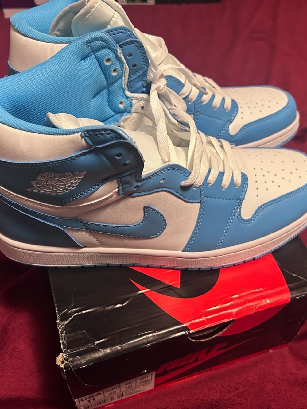 Jordan High-Top Sneakers in University Blue & White